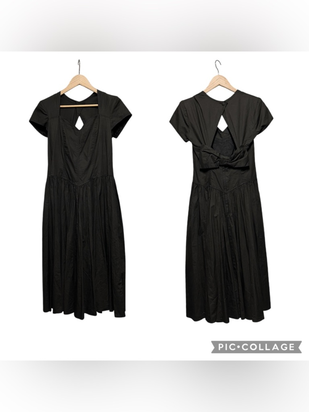 Classic Black Midi Dress with Back Bow